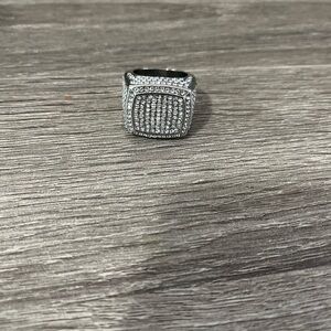 Silver Square Pave Ring